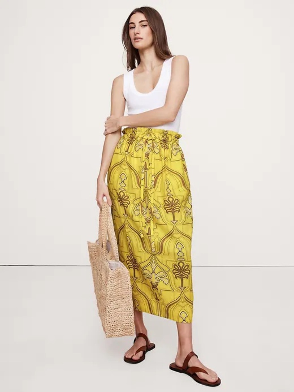 Banana Republic European Flax Linen
Midi to Maxi Skirt Pockets Drawstring Large